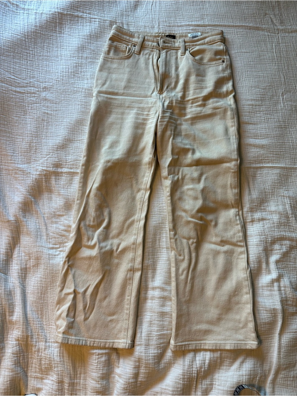 Lee Vintage Modern Ecru High Rise Cropped Wide Leg Jeans 26